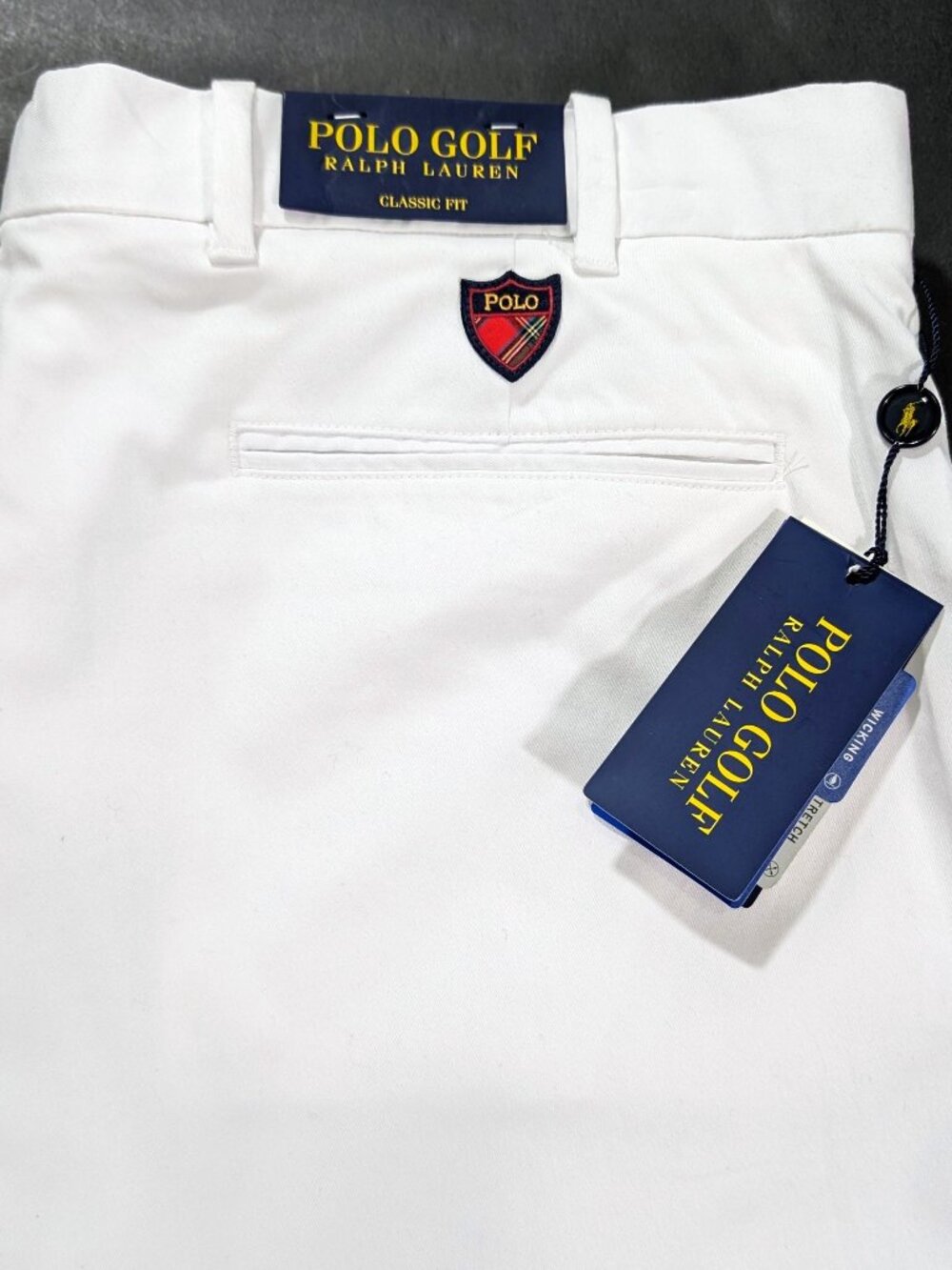 Polo Golf Ralph Lauren Shorts Men`s Size 38 White Chino Golf Classic Fit Wicking